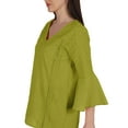 thumbnail image 6 of Moomaya Bell Sleeve Cotton Tunic For Womens V-neck Plain Summer Schiffli Top, 6 of 8