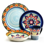 Elama Zen Blue Mozaik 16 Piece Round Stoneware Dinnerware Set