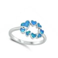 thumbnail image 4 of Blue Simulated Opal Mosaic Promise Heart Ring .925 Sterling Silver Band Cubic Zirconia Female Size 9, 4 of 4