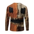 thumbnail image 6 of Satingcolo Halloween Patchwork Sweatshirts for Men Spooky Season Colorblock Crew Neck Pumpkin Face Graphic Print Sweatshirt Coffee S, 6 of 6