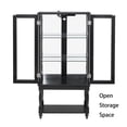 thumbnail image 2 of Glass Display Cabinet, Lighted Curio Cabinet with Mirrored Back Panel, Storage Cabinet Display Case Bookshelf Cabinets for Living Room Bedroom, Black, 2 of 8