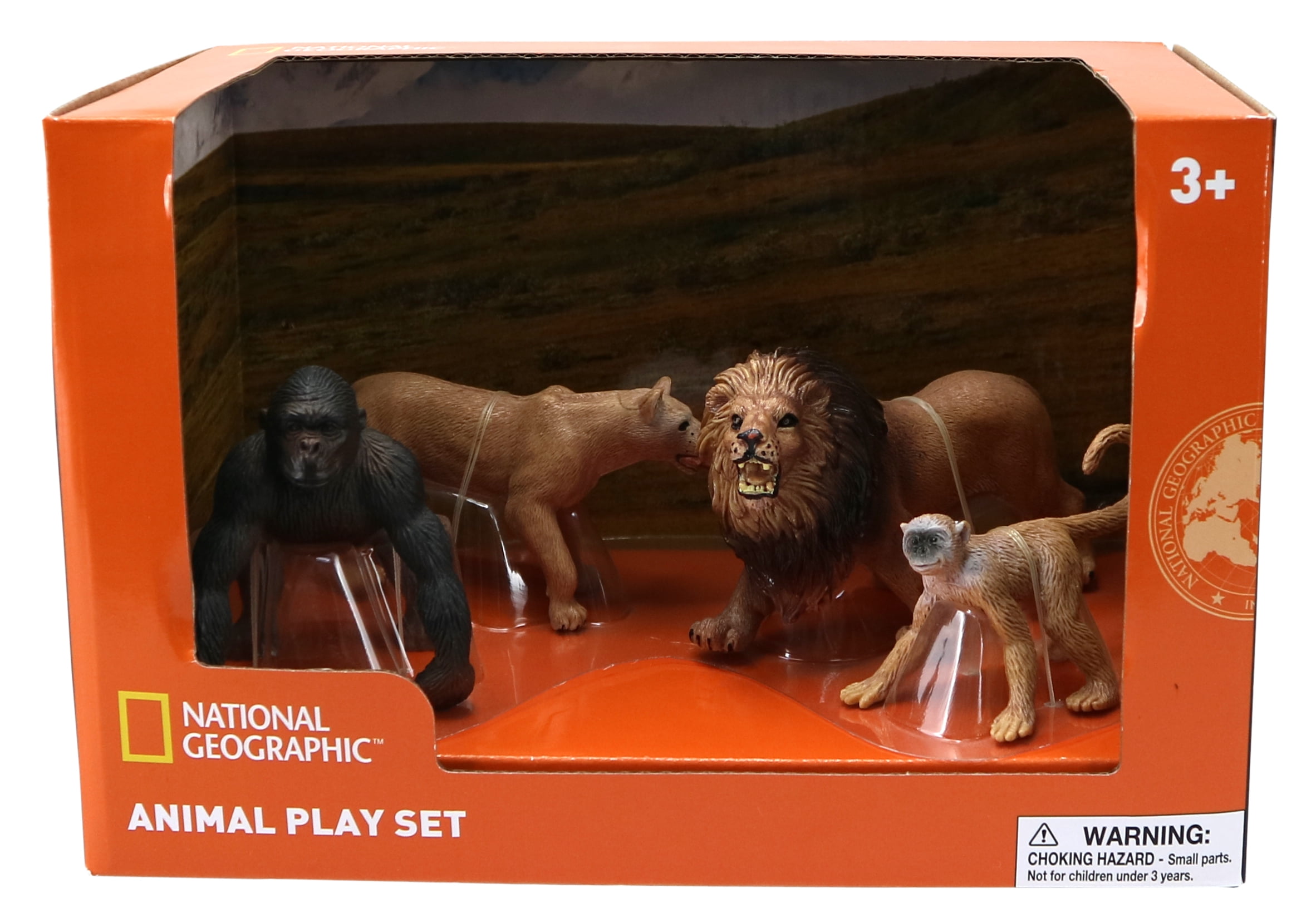 National Geographic Gorilla Lion Figurines, 4 Pieces 