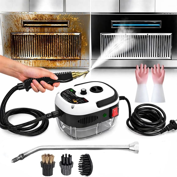 2500w Handheld High-Temperature Pressurized Steam Cleaner, Portable Multi-Surface Steamer with 10 Accessories for Kitchen, Tile, Grout and Car Cleaning(White)