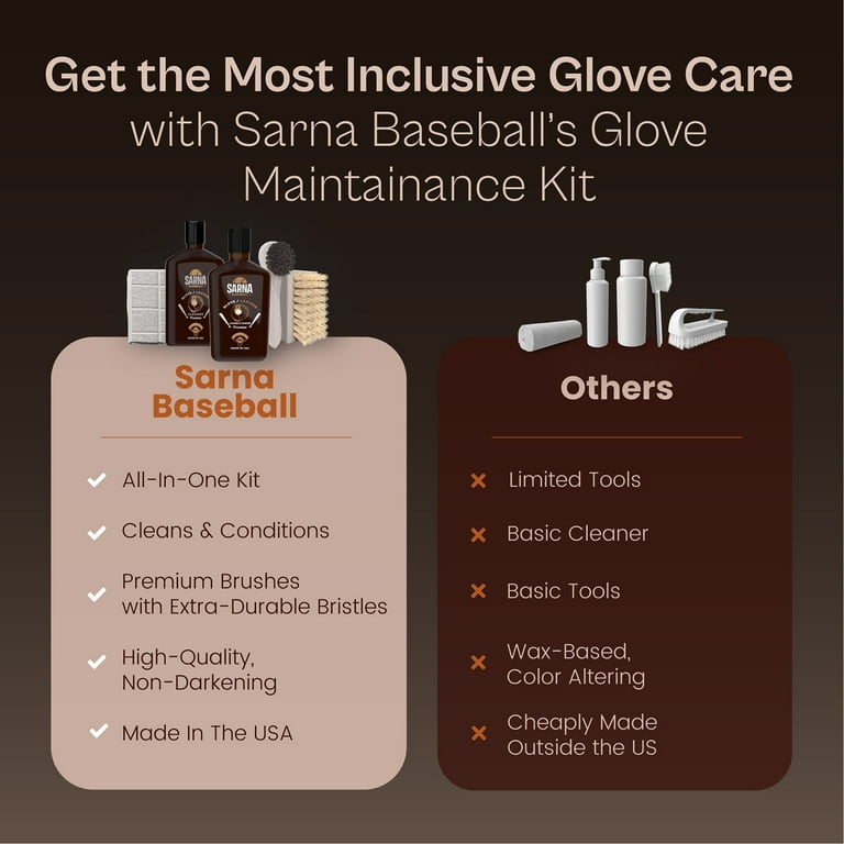 SARNA Baseball Softball Glove Oil - Softens, hydrates and burglary baseball gloves and softball mittens by increasing flexibility - Great for breaking into new equipment (8 oz