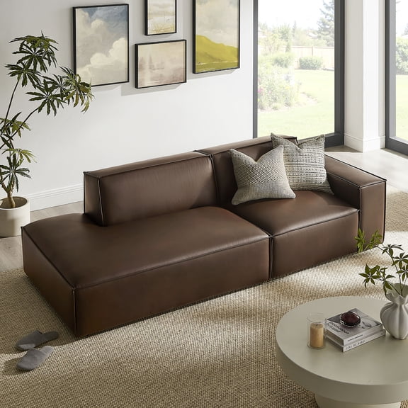 Restore 2-Piece Vegan Leather Modular Loveseat in Espresso