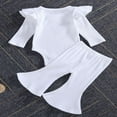 thumbnail image 3 of Newborn Baby Girl Boy Romper Bodysuit Top Ribbed Bell Bottom Pants Set 2Pcs Outfits, 3 of 6