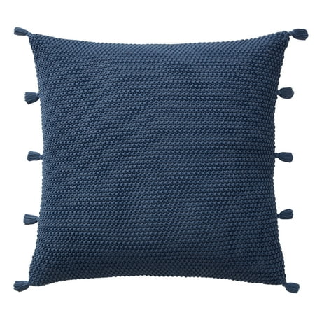 My Texas House Sophia Sweater Knit Decorative Pillow Cover, 20" x 20", Navy
