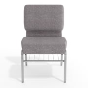 Flash Furniture 21W Church Chair in Gray Fabric with Book Rack - Silver Vein Frame