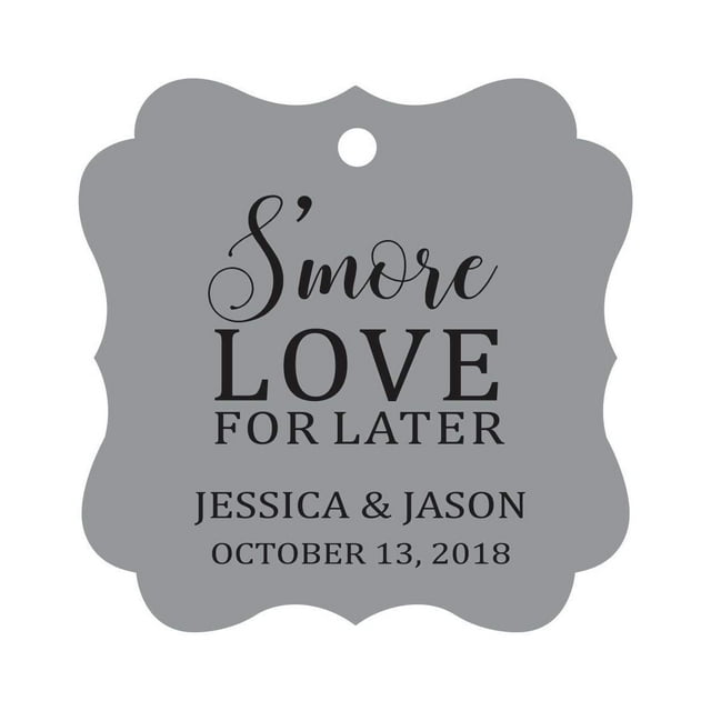 Darling Souvenir S'More Love pour Plus Tard Tag Faveur Personnalisée Fancy Hang Tags -Gris-100 Tags