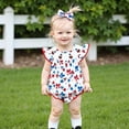 thumbnail image 2 of Okbabeha Newborn Baby Girls 4th of July Outfits Fourth of July Bubble Romper Fly Sleeve USA Flag Embroidery Bodysuits Summer Independence Day Clothes, 2 of 8