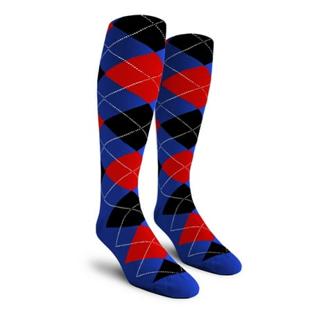 

Golf Knickers Colorful Knee High Argyle Cotton Socks For Men Women and Youth - 5J: Royal/Red/Black - Youth