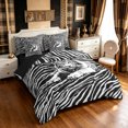 thumbnail image 2 of Manfei Graffiti Tiger Twin Bedding, Abstract Zebra Print Bedding Comforter Set, White Gray, Black Reversible, 7pcs, 2 of 6