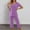 Purple, variant on Mqqzkk 2PC Women's Solid Crew Neck Short Sleeve Shirt & Wide Leg Capried Pants Sets Loungewear