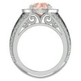 thumbnail image 3 of Round Cut Pink Morganite Diamond Halo Rings Fashion Rings 18K White Gold 4.55 CT TW (G,VS1), 3 of 5