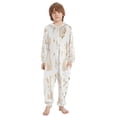 thumbnail image 2 of Soft Big Kids Onesie Pajamas Cozy Loose-Fit Jumpsuits for kids with Pockets for Christmas Lounge & Play Beige Bunnies, 2 of 8