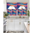 thumbnail image 4 of Blue Pink Orange Abstract Swag Kitchen Curtains Sets for Windows 24 Inch Length, Watercolor Water Ripple Short Window Curtain Panels Swags Valances and Tiers 3 Piece Set for Cafe/Dining Room, 4 of 5