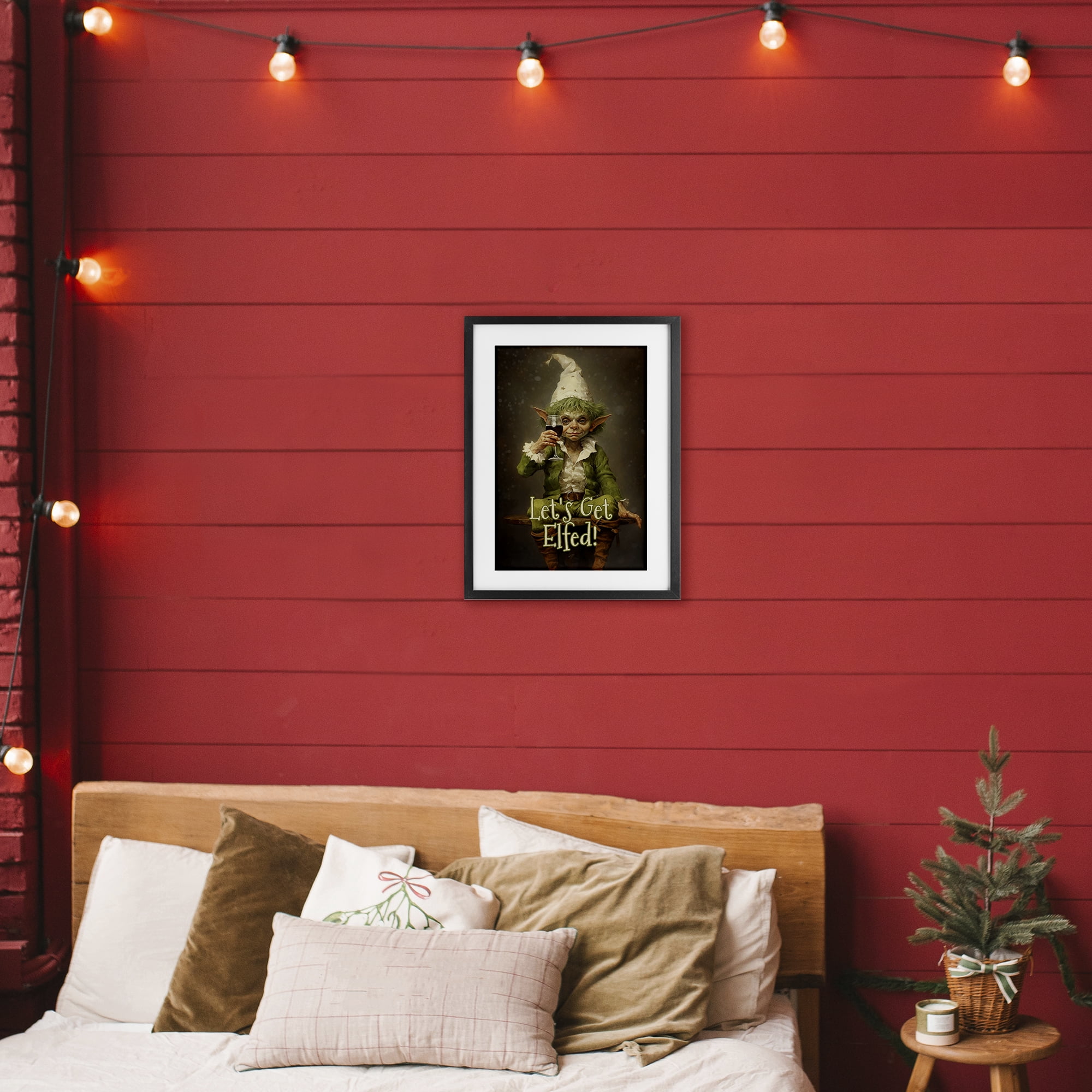 Stupell Industries Let's Get Elfed Black Framed Print Under Glass, design by Tina LeCour