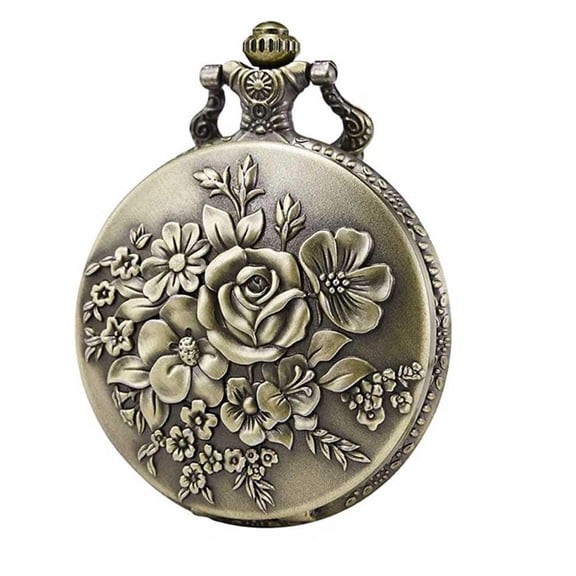PTOOTP Vintage Style Coffee Alloy Pocket Watch Pendant with Quartz Movement, Classic Daily Accessory for Men and Women