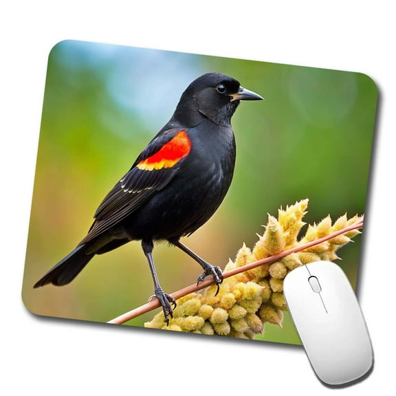 Red Winged Blackbird Backyard Bird Mouse Pad Low Profile Gaming Mat