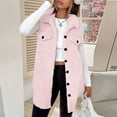 thumbnail image 6 of Lmnyox Sherpa Vest for Women Button Down Collared Sleeveless Vest Cardigan Solid Casual Long Vest Outerwear, 6 of 9