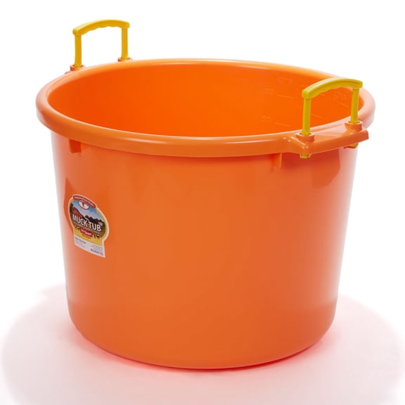Little Giant 70 Quart Durable Plastic Utility Muck Tub with Handles, Orange