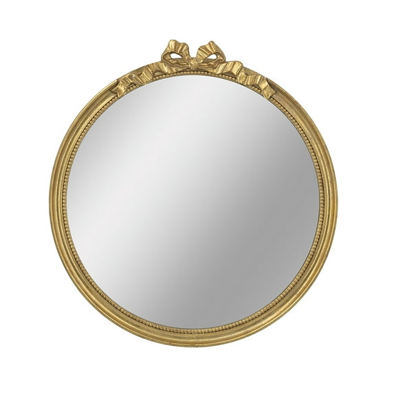 A&B Home Round Gold Wall Mirror with Ribbon Accent 30" x 1.6" x 32.1"