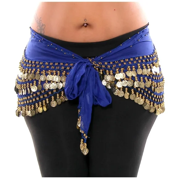 Ceinture Foulard de Danse du Ventre en Chiffon pour Femmes avec Ceinture Dorée Ringy 128