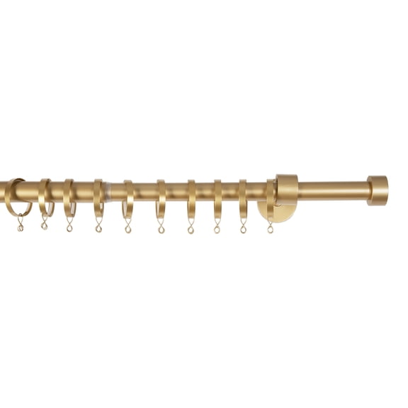 TWOPAGE Lucas Adjustable Gold Curtain Rod for 32-76 Windows, Heavy-duty carbon steel curtain rod with curtain rings