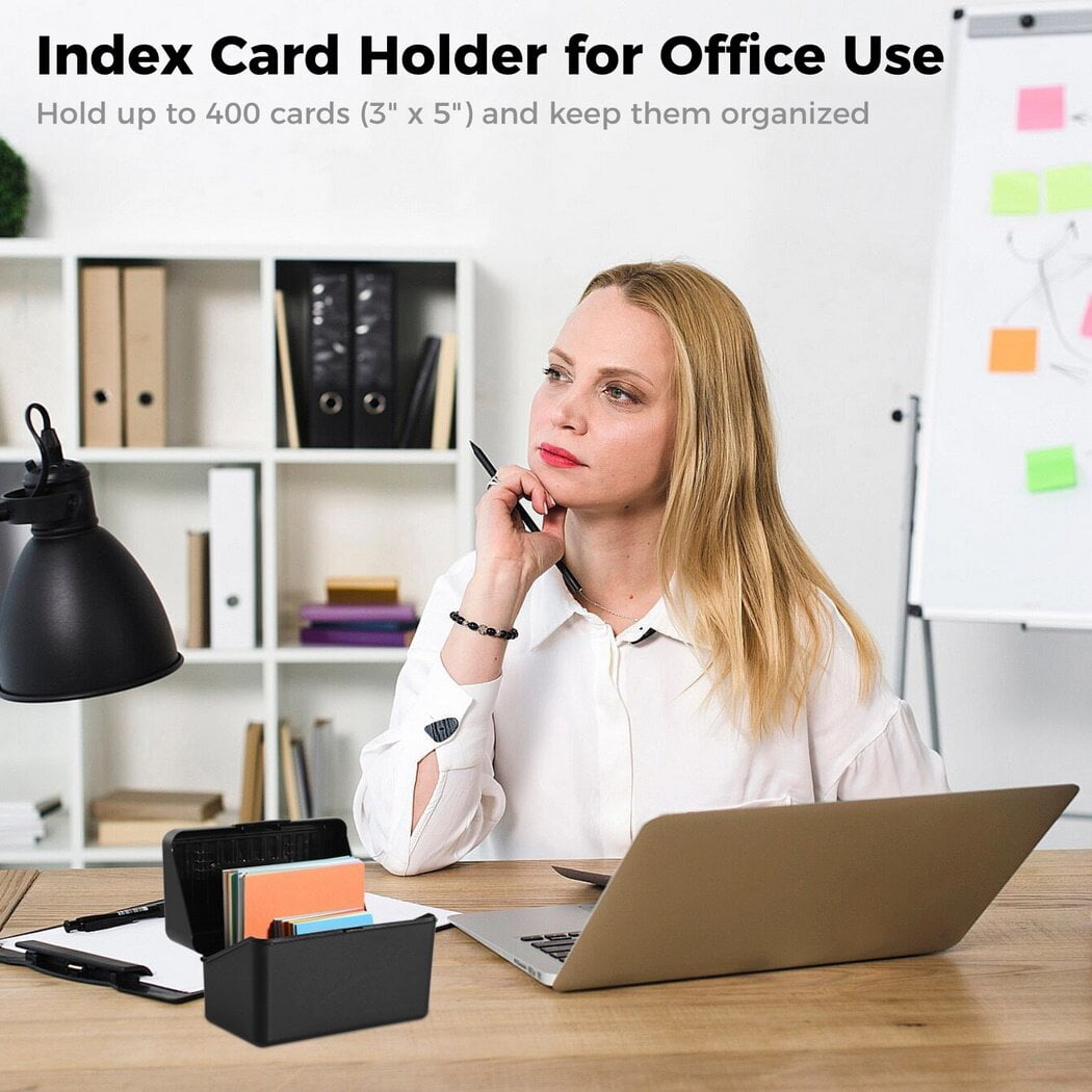 12Pcs 3"x 5" Index Card Organizer Box, Note Card Stationery Holder, Flash Card Container, Plastic Storage Box for Office Supplies, Business Cards, Recipes, Addresses