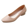thumbnail image 3 of Oyedens Dress Shoes for Women Ladies Classic Square Toe Low Heels Office Work Slip on Pump Shoes, 3 of 5