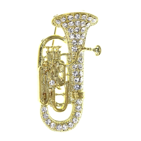 Mi Amore Tuba Brooch-Pin Gold-Tone/Silver-Tone