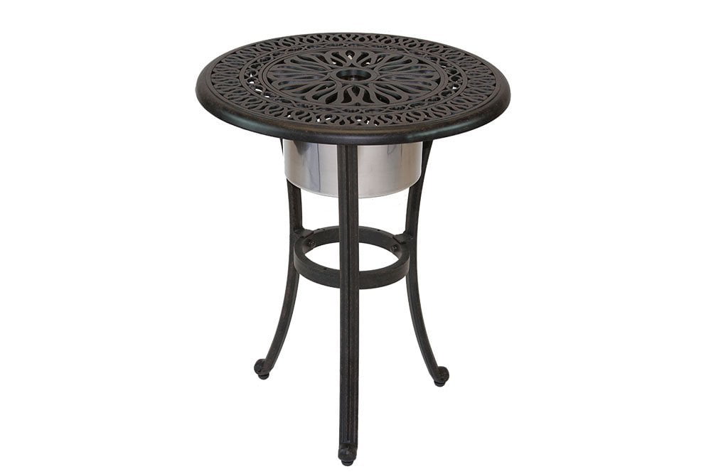 Elisabeth Cast Aluminum Patio End Table With Ice Bucket Insert