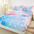 thumbnail image 3 of Castle Fairy Girls Ocean Mermaid 4pcs Bed Sheets,Marine Dreamy Princess King Sheets,Sea Starfish Super Cozy Sheet Set,Lightweight Room Decor, 3 of 7