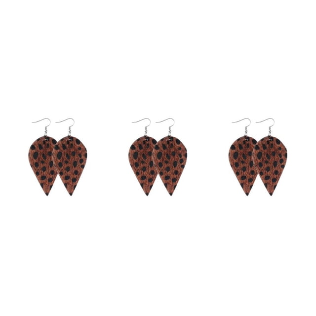 QualitChoice Leopard Print Earrings Body Decoration Water Drop Ear Dangles Birthday Gift Type 16 3Set