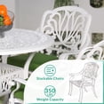 thumbnail image 3 of VIVIJASON 2-Piece Outdoor Bistro Dining Cushioned Chairs, Patio Cast Aluminum Dining Chairs, Patio Bistro Chair Set for Balcony, Lawn, Garden, Backyard, White, 3 of 7