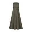 thumbnail image 3 of Birdeem Womens Spring and Summer Open Back Ruffle Solid Casual Sleeveless Straight Shoulder Dress, 3 of 9