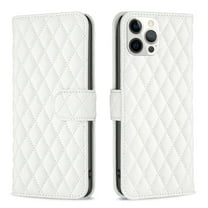 Dteck Wallet case for iPhone 11 Pro Max, Argyle Pattern PU Leather Wallet case with Kickstand Card Slots Magnetic Closure Shockproof Case For iPhone 11 Pro Max,White
