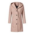 thumbnail image 5 of Sorvello Women's Hooded Single Breasted Long Wool Coat Casual Warm Winter Outerwear for Women Fall Jacket with Pockets Button Front Beige XXL, 5 of 5