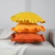 thumbnail image 4 of SZTXJ Shabby Chic Velvet Cushion Cover Set of 2 Burgundy Red Decorative Sofa Winter Solid Color Pillow Case with Ruffles 50x50 cm Decoration Velor Cus, 4 of 4