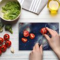 thumbnail image 4 of Universe Cutting Board, Nebula and Planet Cosmic Galactic Outer Space Night Sky Starry Fantasy, Decorative Tempered Glass Cutting and Serving Board, Small Size, Navy Blue White Coral, by Ambesonne, 4 of 5