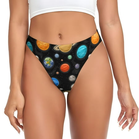 Rateoe Planets In Deep Space Pattern Seamless Women Underwear Thongs No Show Ladies Thong No Line Breathable Comfortable Panties Undies for Women-Medium