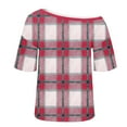 thumbnail image 5 of Ohufall One Shoulder Shirts for Women Print Short Sleeve Pullover Casual Tops Loose Fit Summer Cute Tops, 5 of 6