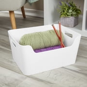 (6 pack) Mainstays X-Large Easy Access Bin, Open Plastic Storage Bin with Scoop Front, White