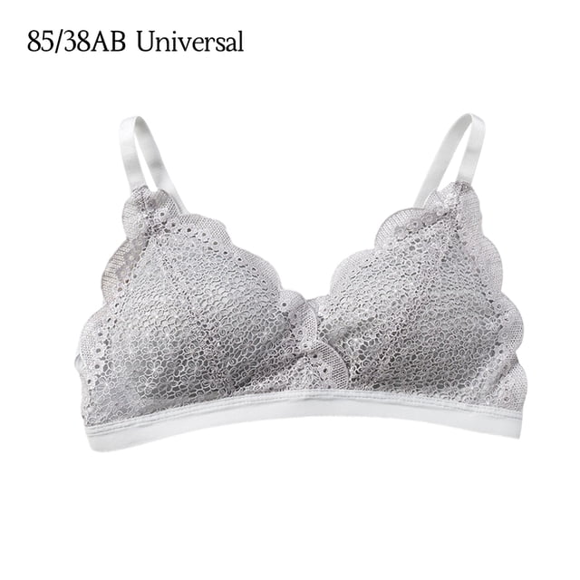Sujetador con correa para mujer Sujetador push-up sexy Bralette con diseño de encaje para niña Sujetador de copa 3/4 transpirable sin alambre, Gris plateado, 70 = 32AB sidaley AP001484-16B