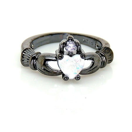 Black Claddagh Charms - Ginger Lyne Collection Darlina Black Claddagh Princess Crown Lab Created Fire Opal Ring