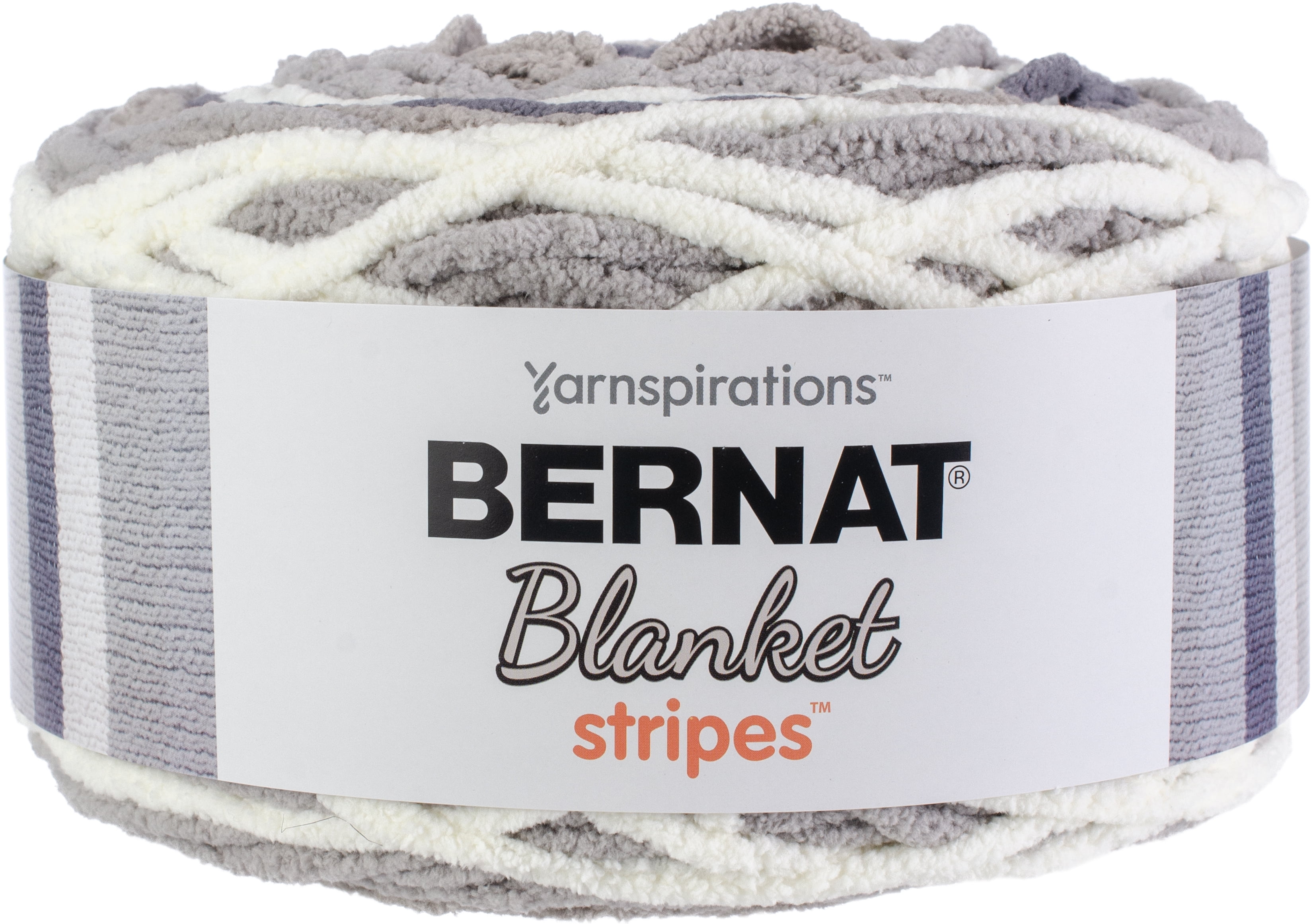 Bernat Polyester Blanket Stripes Yarn (300g/10.5 oz), Gray Matters