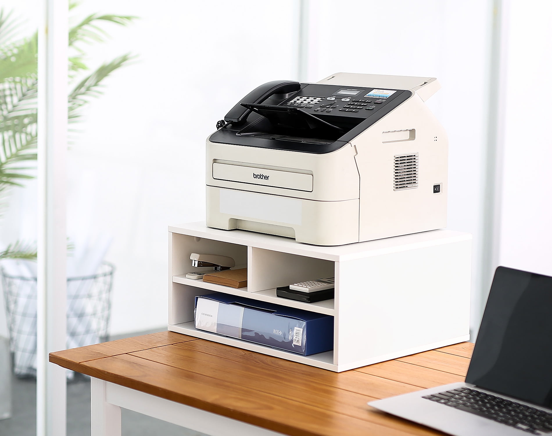 FITUEYES Printer Stands， Large Desktop Paper Organizer, White
