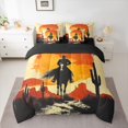 thumbnail image 2 of Castle Fairy Boys Girls Western Cowboys Bedding Comforter Set 7 Pieces,Southwestern Sunset Desert Cactus Full Bedding Set Lightweight,Exotic Style Vintage Aesthetic Fitted Sheet Flat Sheet, 2 of 8