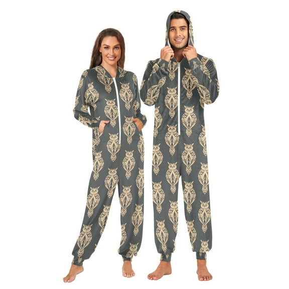 joogoo Artistic Owl Silhouettes Unisex Adults Onesies Pajamas Jumpsuits L