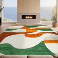thumbnail image 2 of Design&I 6'x9' Washable Area Rug Snag-Free Abstract Curved Stripe Wave Contemporary Orange Teal Burnt Fall for Dining Room, Under Table, Office, 2 of 7